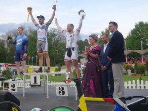 Die Sieger im Keirin - 1. Platz: Maximilian Levy, 2. Platz: Joachim Eilers, 3. Platz: Robert Förstemann